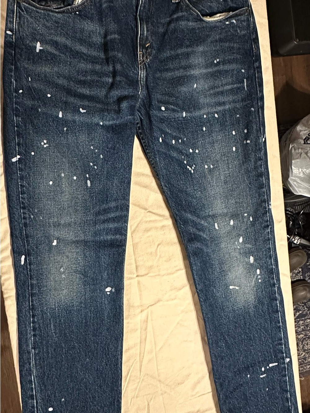 Levi's Dark Blue Slim Jeans with White Paint-Splatter